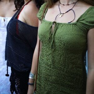 Motel Rocks Mini Green Dress with Cheetah print